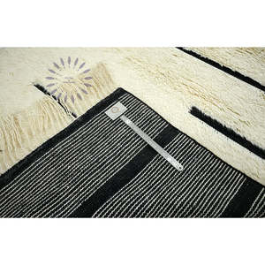 ชุดพรมขนสัตว์แบบแอบสแตรกต์สไตล์โมร็อกโกทันสมัยขนาด42 "สีดำงาช้างสำหรับพื้นที่อยู่อาศัยและห้องนอน - Product Image 2