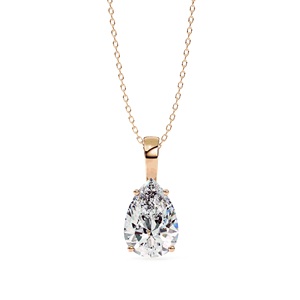 Pendentif solitaire en diamant de laboratoire taille poire 2 carats, collier en or massif 18 carats, bijoux fins pour femme, chaîne assortie - Product Image 5
