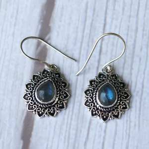 Pendientes de labradorita natural, plata de ley 925, diseño vintage, con colgante de piedra preciosa, regalo de joyería para mujer - Product Image 1