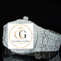 Montre de qualité export, neuve, en acier inoxydable argenté, résistante à l'eau, avec verre serti de diamants Mossinate, bracelet en caoutchouc, cadran de 20 mm ou 40 mm