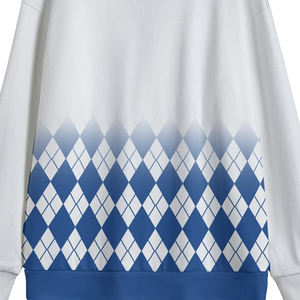 Cárdigan Unisex Beta Phi Sigma con Cuello en V, Tejido de Lana/Cachemira, Diseño Argyle Azul y Blanco, Informal, Cálido para Otoño e Invierno - Product Image 4