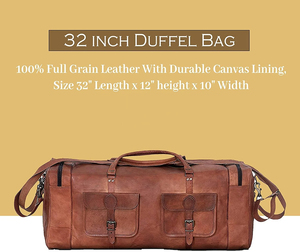 Large 32 Inch Duffel Bags for Men <b>Holdall</b> Leather Travel Bag/ Overnight Gym Sports <b>Weekend</b> Bag/Custom Travel Bag in Wholesale - Product Image 4