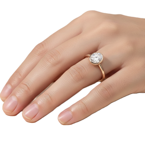 Anillo Minimalista Solitario de Oro Rosa de 10K/14K con Corte Ovalado, Anillo de Compromiso, Anillo con Engaste de Bisel, Anillo para Uso Diario, Anillo de Regalo de Boda - Product Image 5