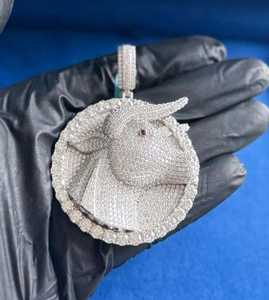 Luxury Iced Out <b>Unicorn</b> Head Pendant with VVS Moissanite Hip Hop Jewellery Diamond Look Statement Charm - Product Image 4