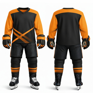 Uniforme de hockey sur glace gris orangé foncé respirant et à séchage rapide, le plus populaire, personnalisez votre propre logo, vêtements de sport, uniforme de hockey sur glace - Product Image 6