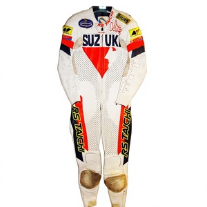 Combinaison de course MotoCP Niall Mackenzie Zuzuki 1 pièce en cuir de vachette/crocodile pour moto, course sur circuit/équitation, combinaison/Motocyclette pour motard de niveau - Product Image 1