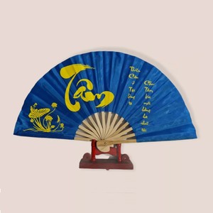 Éventail de décoration en soie et papier pliant en bambou, style traditionnel vietnamien, décor personnalisé de marque - Product Image 4
