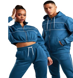 Latest design women's <b>long</b> sleeve elastic hem <b>matching</b> stripped two piece pant set - Product Image 1