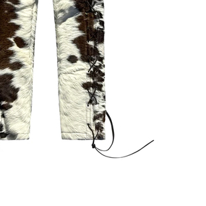 Wholesale Custom Made Genuine Cowhide Leather Pants <b>Men</b> High Waist Heavyweight Casual Breathable High Quality Winter Button Fly - Product Image 2