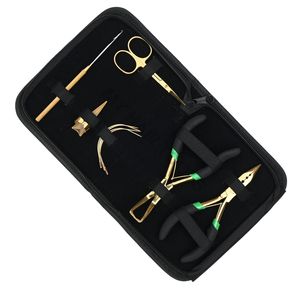 Kit d'outils professionnels pour extensions de cheveux noirs avec pince à extensions, outil à crochet pour extensions adhésives, aiguilles à coudre courbées et mini-ciseaux - Product Image 6
