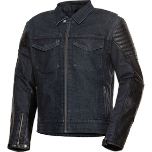 Men's <b>Denim</b> <b>Jacket</b> Moto Biker Style Stand Collar Single Button Closure Washed Cotton Regular Fit Solid Color Pockets Winter Wear - Product Image 1