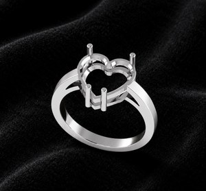 925 Sterling Silver Heart Ring Blank 6x6mm-20x20mm 4 Prong Setting Stackable DIY Ring Mount for Gemstone Keepsake Memorial - Product Image 2