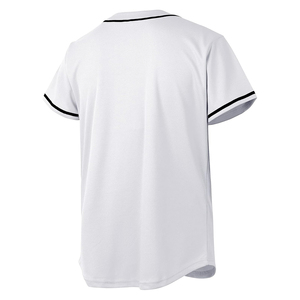 Maillot de baseball unisexe blanc à col en V, manches courtes, boutons sur le devant, maille respirante, coupe classique, adolescents, toutes saisons, vêtements de sport - Product Image 2