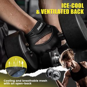 Ventilated <b>Weight</b> Lifting <b>Gloves</b>, Thick Padded Workout Gym <b>Gloves</b> with Full Palm Protection & Grip & Shock Absorption for Women - Product Image 3