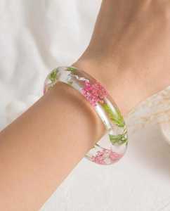 Boîte à bijoux en résine acrylique faite à la main, motif floral, forme ronde, accessoire de mode unisexe - Product Image 1