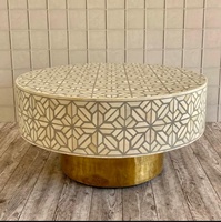 Table basse extensible moderne en os indien et nacre, taille personnalisable, meubles de salon écologiques