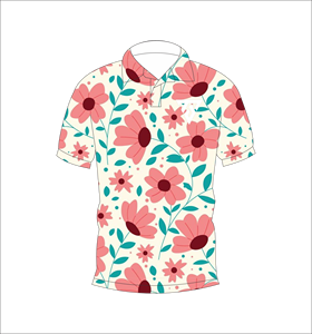 Polo personnalisé à imprimé floral rose pour homme, manches courtes, décontracté, respirant, léger, tendance, pour le golf - Product Image 1