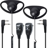 Event Crew D-Shape Earpieces 2 Pack, Headset Over-Ear Midland 2 Pin dengan PTT, Kabel Spiral