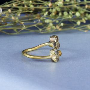 Cluster Bypass <b>Ring</b> | Bohemian Cocktail 18K Gold Plated Brass Statement Jewelry - Product Image 4