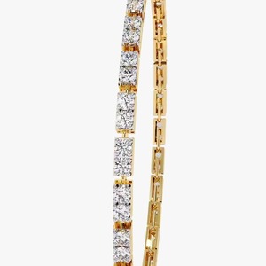 Customized Round Shape Moissanite Diamond Bracelet Bezel Setting 18K Yellow Gold Diamond Bracelet for Both Women - Product Image 3