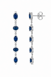Diamond and Multi Sapphire Stud Earrings in 92.5 Sterling Silver Rhodium Plated-Wedding & Engagement Gift KLST-30935 - Product Image 6