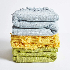 Manta de sofá de algodón Handloom con diseño tejido y borde de borla decorativa manta suave India exportación al por mayor - Product Image 4