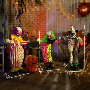 Figurine de clown d'Halloween grandeur nature empilable avec yeux lumineux rouges et activation sonore, décorations d'Halloween animées effrayantes - Product Image 3