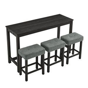 59-Inch Power Outlet Bar <b>Table</b> 3 Upholstered <b>Stools</b> 4 Piece Dining Sofa <b>Table</b> Chair <b>Set</b> for Living for Home Office Furniture - Product Image 4