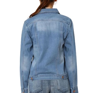 Chaqueta vaquera de algodón hecha de color sólido para mujer, venta al por mayor, chaqueta vaquera baja hecha en fábrica para mujer 2026 - Product Image 4