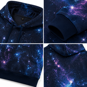 Sudadera con capucha de poliéster sublimado con estampado de astronauta de la galaxia, estrellas que brillan en la oscuridad, ropa urbana para hombre, OEM, fábrica personalizada - Product Image 4