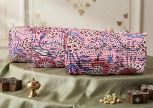 Embroidered <b>Water</b> Resistant Bohemian Cotton Cosmetic Bag Set Zipper for <b>Pouches</b> Lightweight Eco Friendly Travel Organizer - Product Image 1