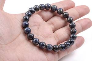 Pulsera de Cuentas de Zafiro Azul de 8-9 mm, Piedras Preciosas Redondas Microfacetadas Naturales Genuinas de Grado - Product Image 2