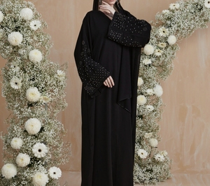 Hot Sale Modest Dubai Abaya Beaded Sequined Long Sleeve Abaya Muslim Traditional Handmade Wedding Women Ramadan Prayer Daily - Product Image 2