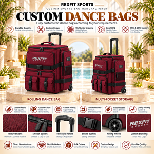 Sac de danse à roulettes avec compartiments latéraux spacieux personnalisables et poignée de transport pour cours et événements de danse - Product Image 4
