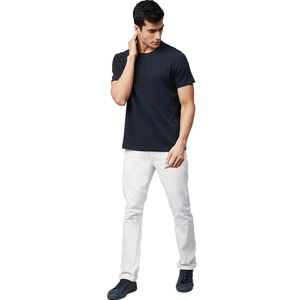 T-shirt en coton uni pour homme, coupe classique, col rond, manches courtes, vêtement décontracté, tissu jersey respirant - Product Image 2