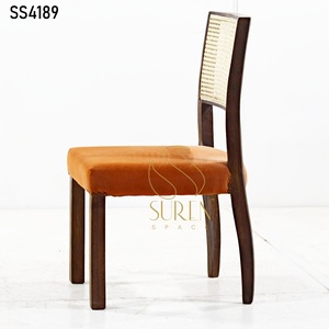 Designer indien fait à la main Unique dernier restaurant artisanal en bois massif noir canne chaise hôtels tissu siège chaise - Product Image 1