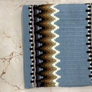 Manta de montar western de lana azul hecha a mano con contorno para equitación - Product Image 2