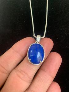 Blue Crystal Oval Pendant Necklace Stone Charm German <b>Silver</b> Jewelry <b>Silver</b> plated Handcraft Top Quality Blue Gemstone Nacklace - Product Image 4