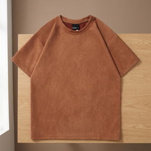 Camiseta de Manga Corta para Hombre, Cuello Redondo, Tejido de Algodón, Estilo Holgado, Color Sólido, Tela Suave Premium, Uso Diario Informal, Logotipo Personalizado - Product Image 4