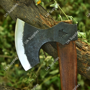 Hand Forged Carbon Steel 58 HRC Functional Outdoor Bearded <b>Axe</b> Wood <b>Handle</b> DIY Camping Hunting Hatchet OEM - Product Image 4