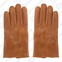 Gants en peau de mouton marron clair pour homme, mode hiver, classiques, à doigts complets, doux, faits à la main, thermiques, écologiques, fermeture à bouton-pression