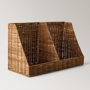 Panier à magazines en rotin tressé à la main, organiseur de livres et de magazines, accessoires pour bureau, maison et décoration. - Product Image 1