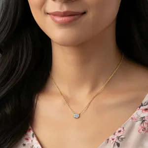 Collier pendentif solitaire ovale en diamant de laboratoire avec halo, plaqué or, certifié IGI, 10/14/18 carats, pour femme, idéal pour les fêtes et les mariages - Product Image 5