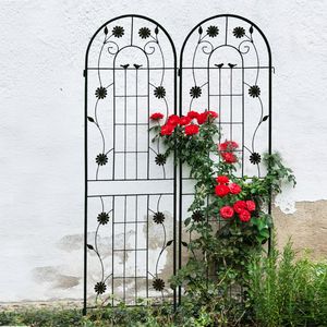 Set di 2 Tralicci da Giardino in Metallo Antiruggine 180 cm x 50 cm Neri, Supporto per Piante Rampicanti da Esterno - Product Image 1