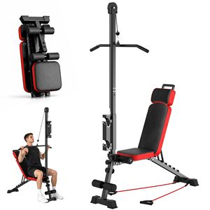 Panca Pesi Pieghevole Multifunzione con Sistema a Carrucola e Schienale Regolabile per Bodybuilding e Fitness - Product Image 1