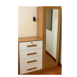Armoire en teck avec porte miroir et tiroirs - Product Image 1
