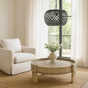 Mesa de Centro Multifuncional Decorativa Pintada a Mano, Extensible y Convertible, de Madera Sólida, Clásica y Moderna, de Lujo, Personalizada por Kusum Art - Product Image 1