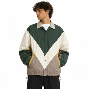 Vintage Skater <b>Coach</b> Jacket Washed Effect Nylon Loose Fit Streetwear Snap Button Casual Outerwear Low MOQ Wholesale Manufacturer - Product Image 3