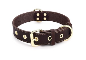 Collier pour chien en cuir véritable extra large, longueur personnalisée, rivets cloutés, rembourré, robuste, pour chiens de taille moyenne ou grande. - Product Image 2