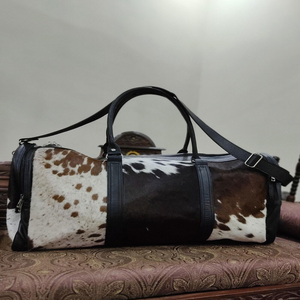 Bolsa de Viaje de Cuero Genuino con Pelo, Estilo Vintage, con Cierre de Cremallera, Portátil, Gran Capacidad, para Fin de Semana, LHDB-0005 - Product Image 3